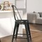Merrick Lane Sabine Metal Indoor-Outdoor Counter Stool with Vertical Slat Back and Integrated Footrest